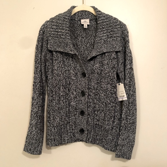 St. John's Bay Sweaters - 💙 NWT - St. John's Bay Button Down Cardigan - Grey Marl- PS 💙